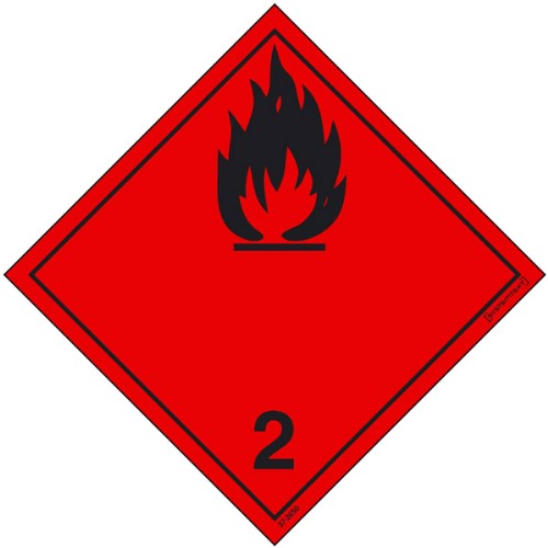 Skylt ADR brandfarlig gas nr 2.1 självhäftande
