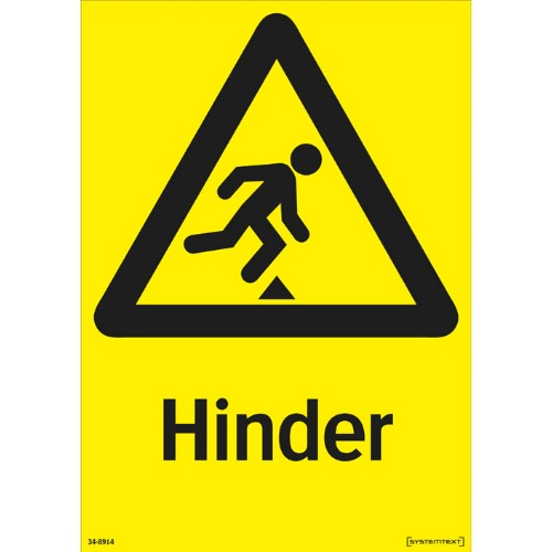 Skylt varning hinder