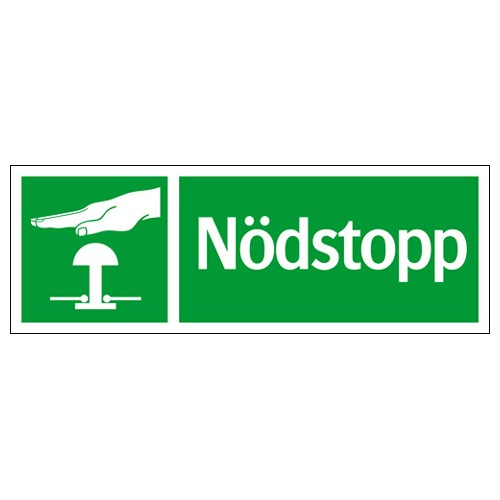 Skylt nödstopp grön