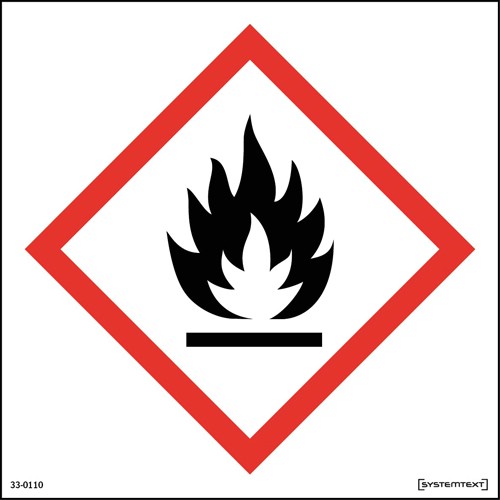 Skylt CLP-symbol brandfarliga ämnen