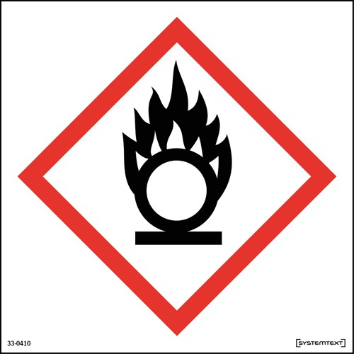 Skylt CLP-symbol oxiderande ämnen