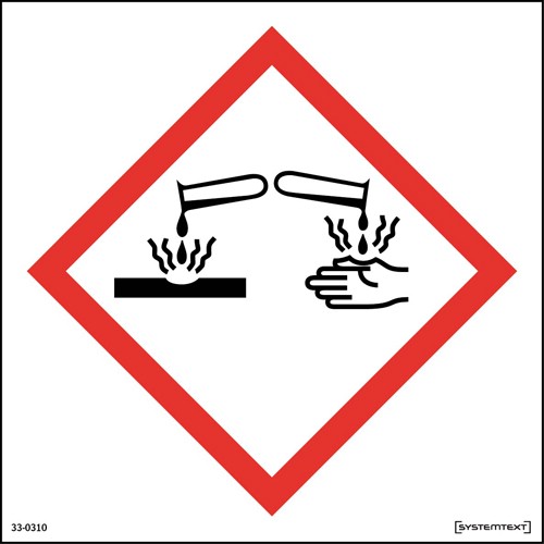 Skylt CLP-symbol frätande ämnen