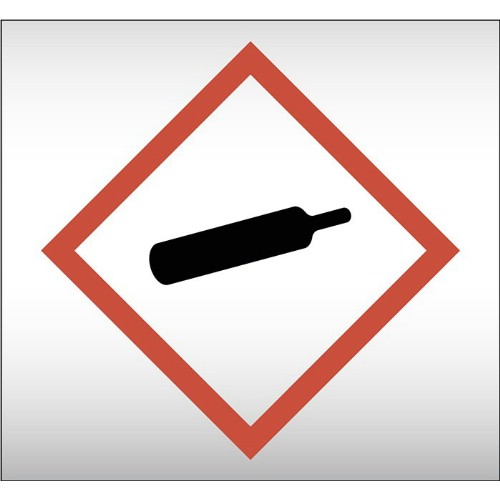 Rörmärkning GHS04-piktogram CLP Gas under tryck