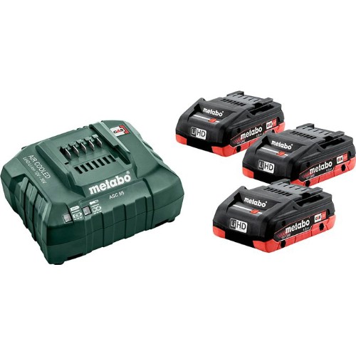 Laddare- och batteripaket METABO 3x18 V 4,0 Ah Li-Ion