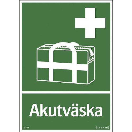 Skylt akutväska 