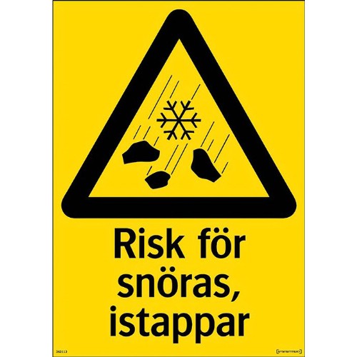 Skylt risk för snöras, istappar