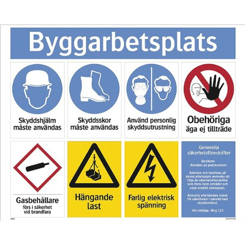 Kombinationsskylt byggarbetsplats