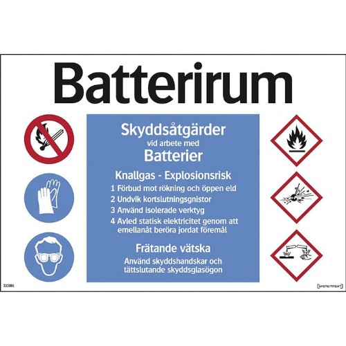 Kombinationsskylt batterirum