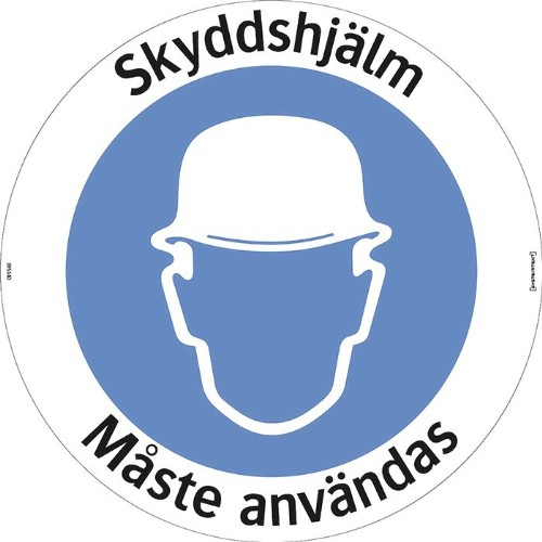 Golvdekal skyddshjälm måste användas