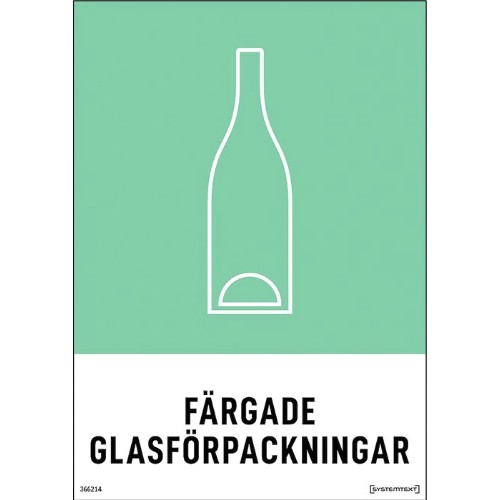 Skylt färgade glasförpackningar