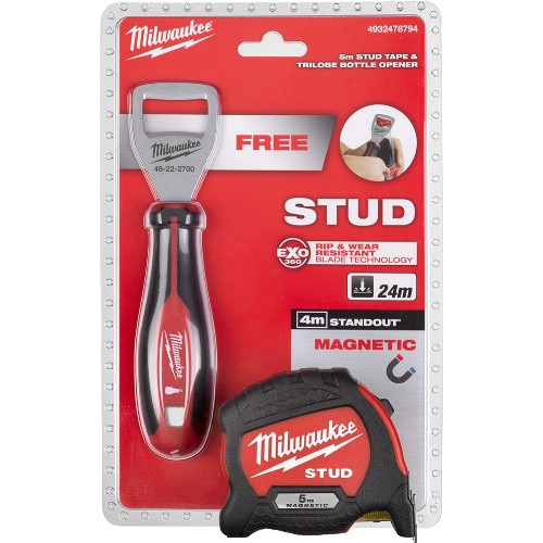 Mätband MILWAUKEE Stud Magnetic + flasköppnare