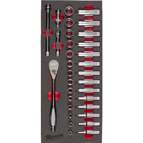 Hylsnyckelsats 3/8" mm MILWAUKEE i skuminsats