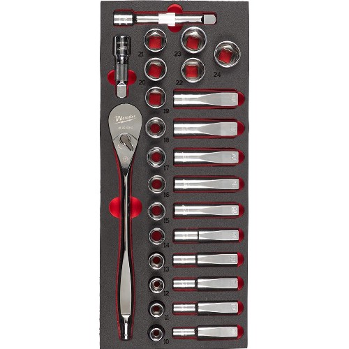 Hylsnyckelsats 1/2" mm MILWAUKEE i skuminsats